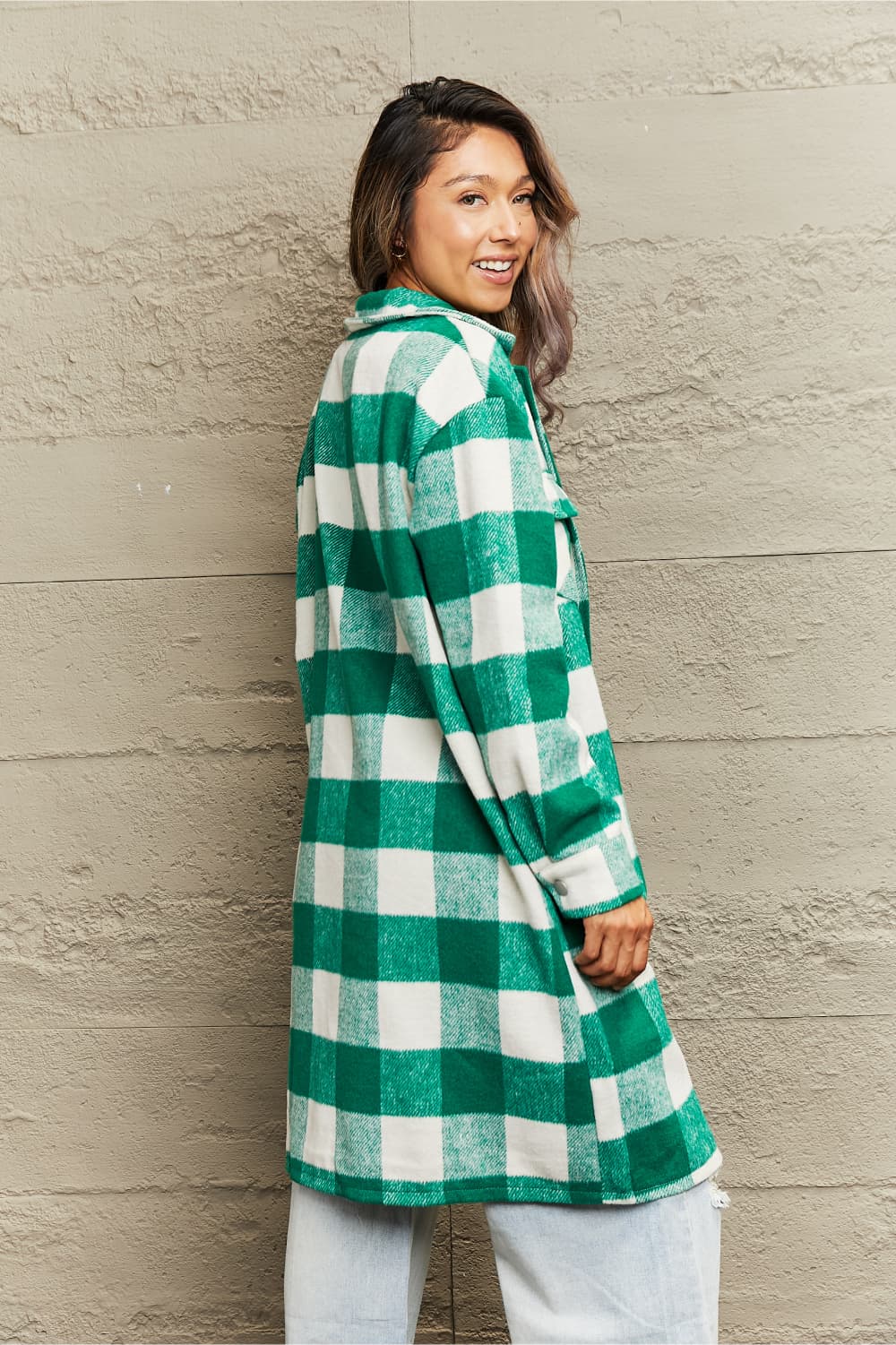 Kariertes Oversized Hemdjacke Trendy - IdealeKleiden