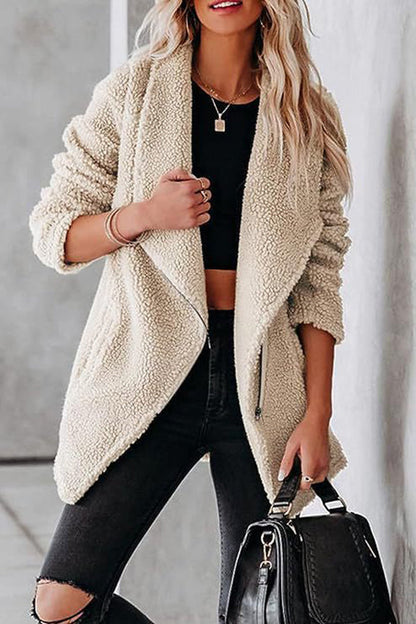 Casual Leather Jacket Zipper Pockets
