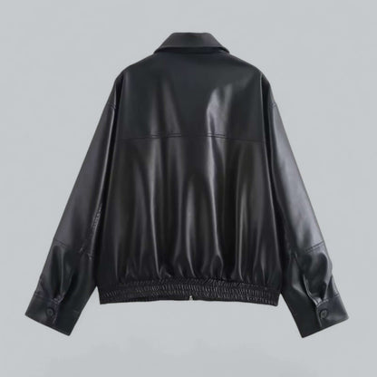 Damen Lederjacke Retro Stil - IdealeKleiden