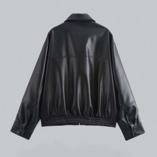 Damen Lederjacke Retro Stil - IdealeKleiden