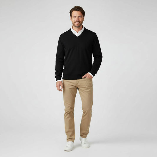 Herren Pullover V-Ausschnitt Elegantes Design - IdealeKleiden
