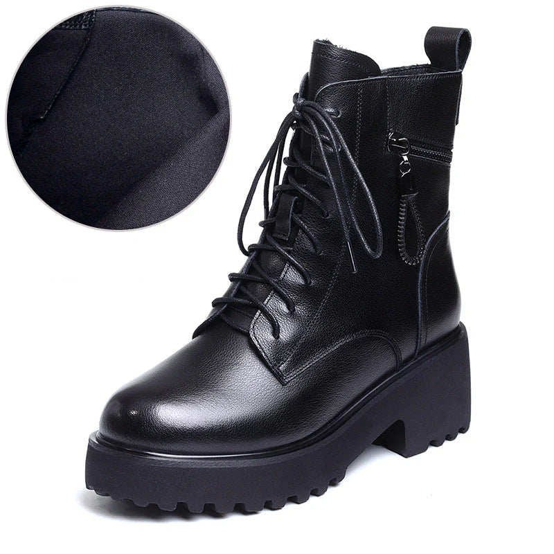 Women's Winter Boots Fur-Lined Chunky Heel Elegant