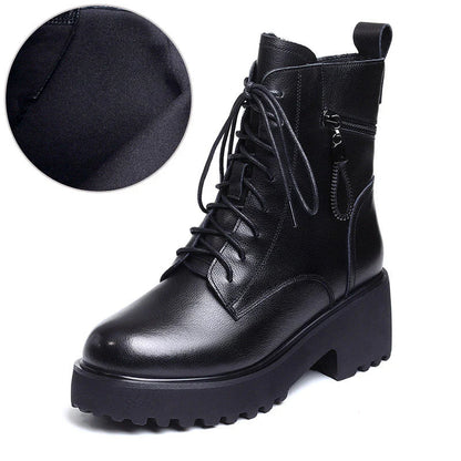 Women's Winter Boots Fur-Lined Chunky Heel Elegant