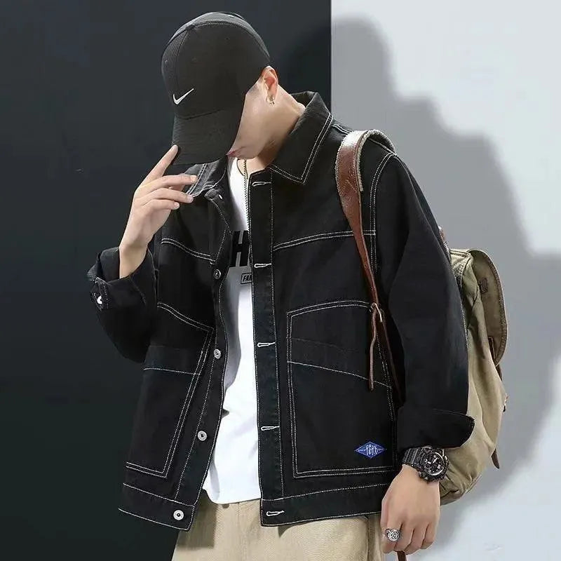 Black Streetwear Modern Denim Jacket