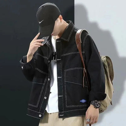 Black Streetwear Modern Denim Jacket