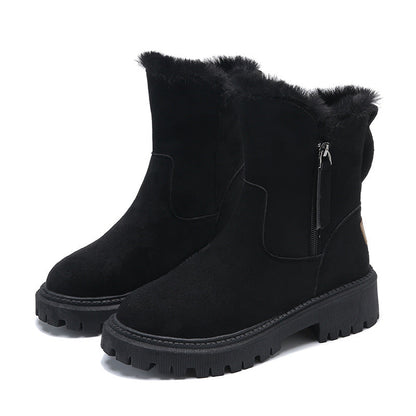 Stylish Women's Boots - Suede - Faux Fur Lined - Chunky Sole