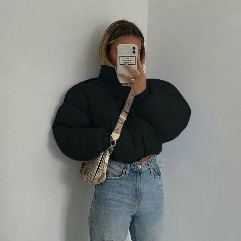 Women's Puffer Jacket Waist-Length Warm