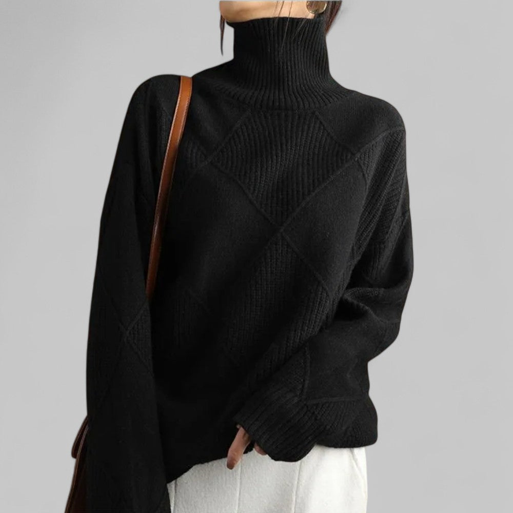 Damen Pullover Rollkragen Bequem Locker - IdealeKleiden