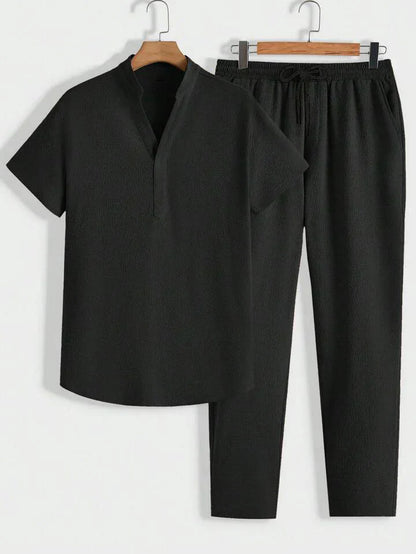 Men's Lounge Set Comfort Polo Shirt Trousers