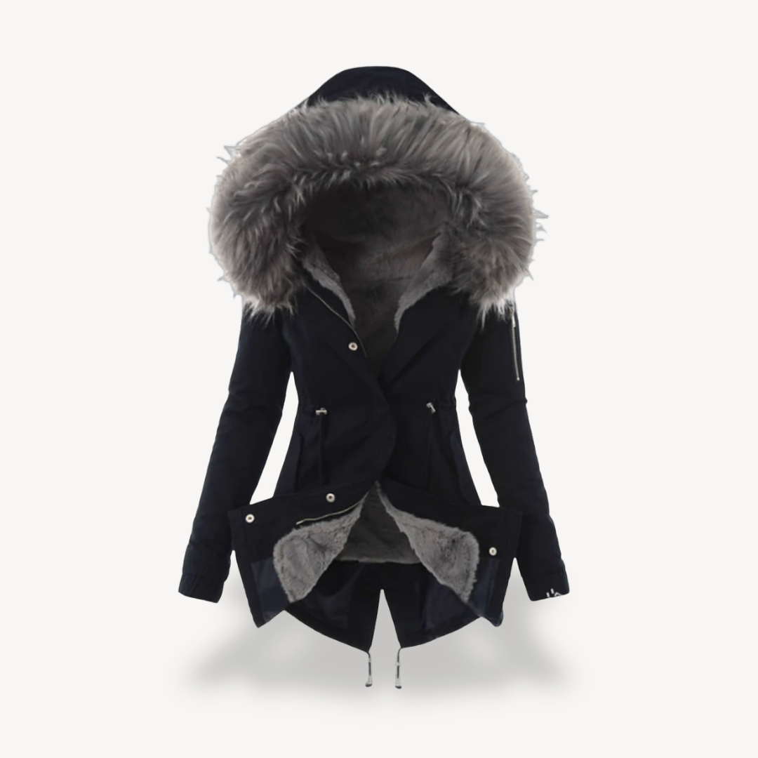 Warm women's parka with fur lining Winter