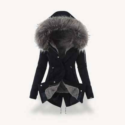 Warm women's parka with fur lining Winter