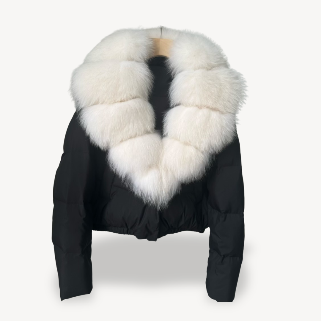 Women's Warm Puffer Jacket with Faux Fur Collar