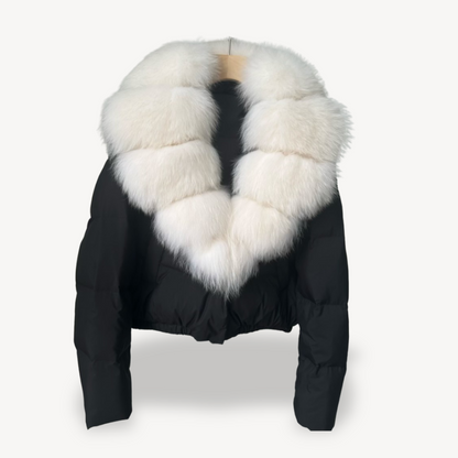 Women's Warm Puffer Jacket with Faux Fur Collar