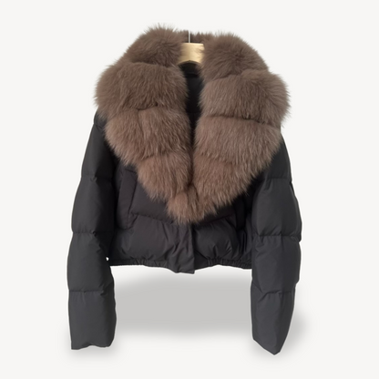 Women's Warm Puffer Jacket with Faux Fur Collar