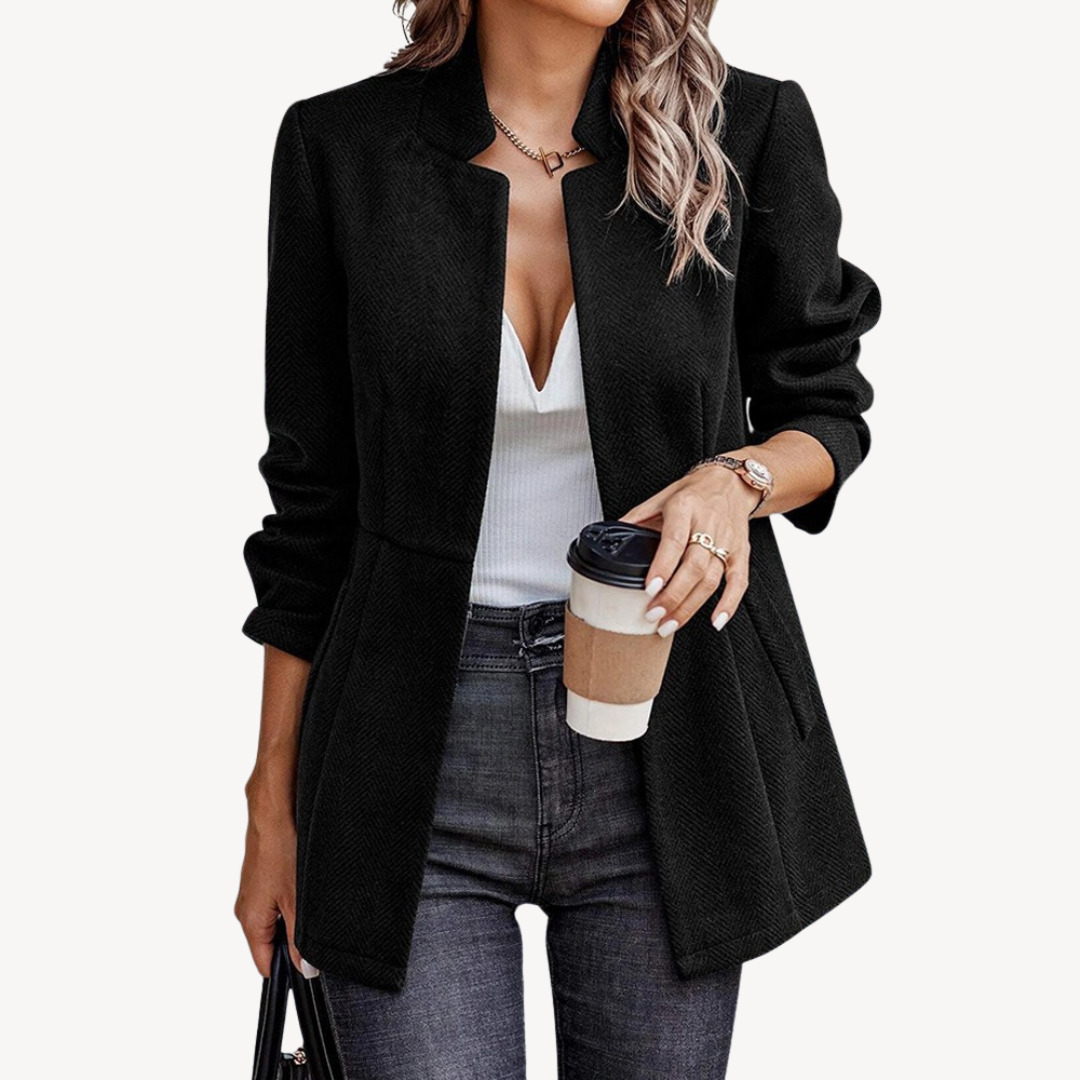 Stylish Women's Blazer Jacket Herringbone Pattern