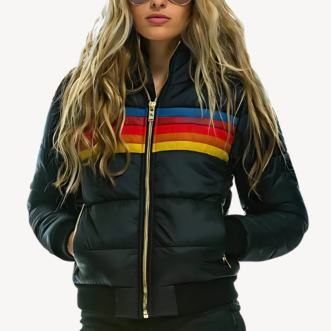 Women's Striped Puffer Jacket Winter