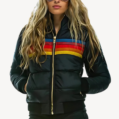 Women's Striped Puffer Jacket Winter