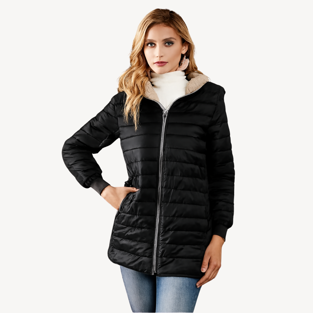 Women's Quilted Jacket Faux Fur Lining Warm