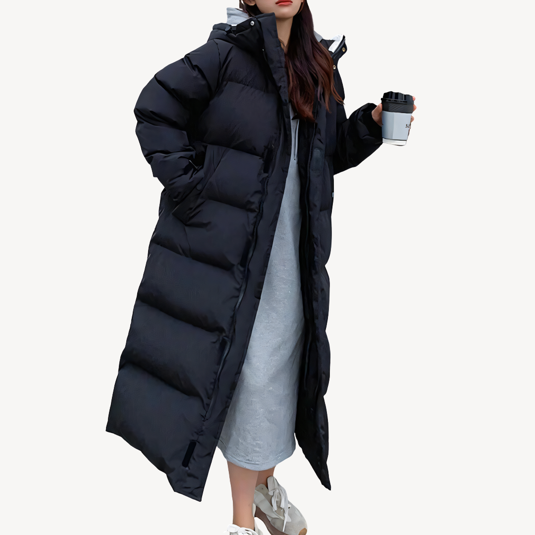 Lange Damenwinterjacke Kapuzenpuffer Mantel Wärme - IdealeKleiden