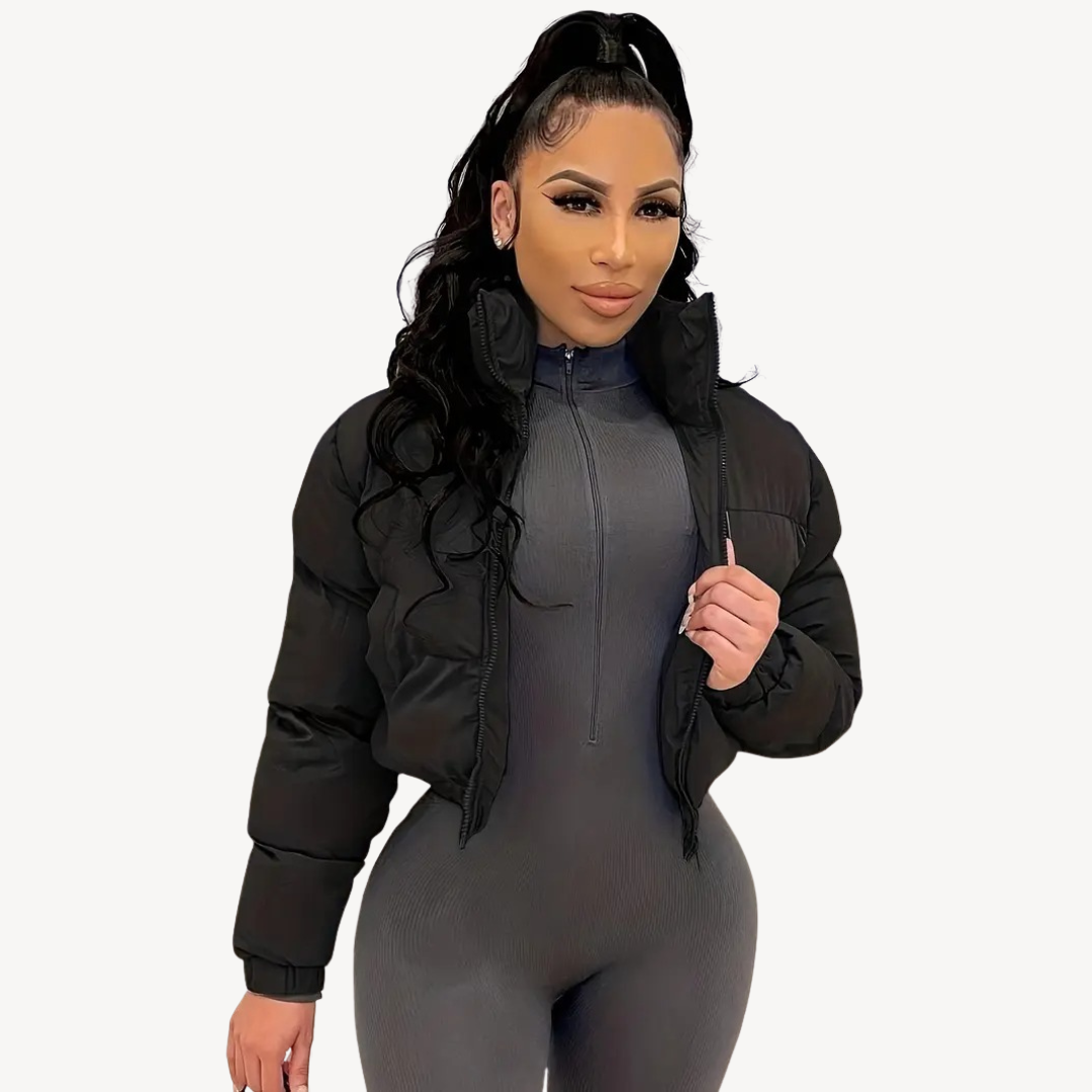 Women's Short Puffer Parka Jacket Zip