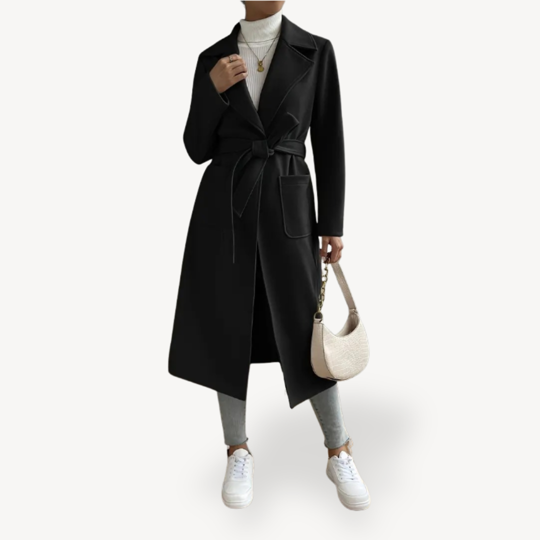 Elegant Women's Long Coat with Pockets