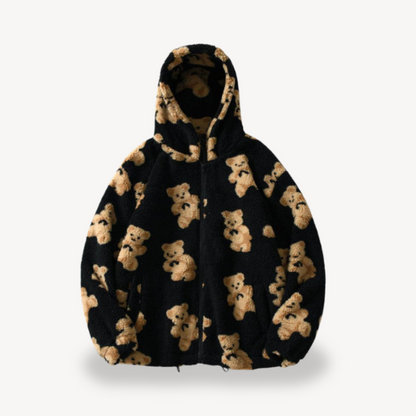 Cozy women's hooded jacket Teddy pattern