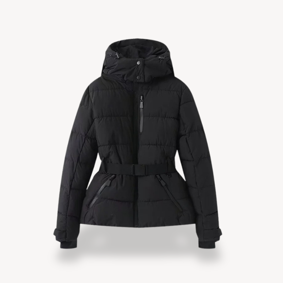 Women's Quilted Jacket Hooded Parka with Belt Bag