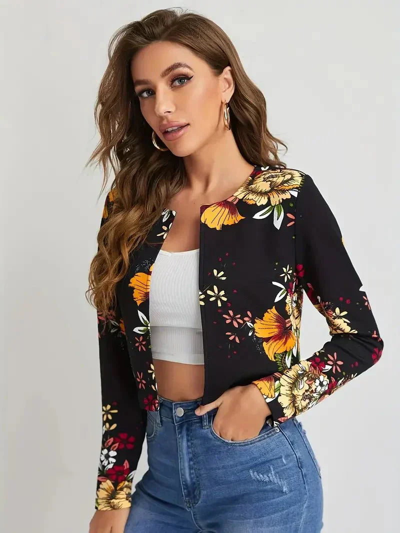 Women's Floral Open Blazer