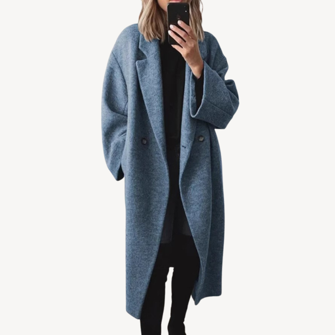 Damen Wintermantel Wollmischung Doppelreiher - IdealeKleiden