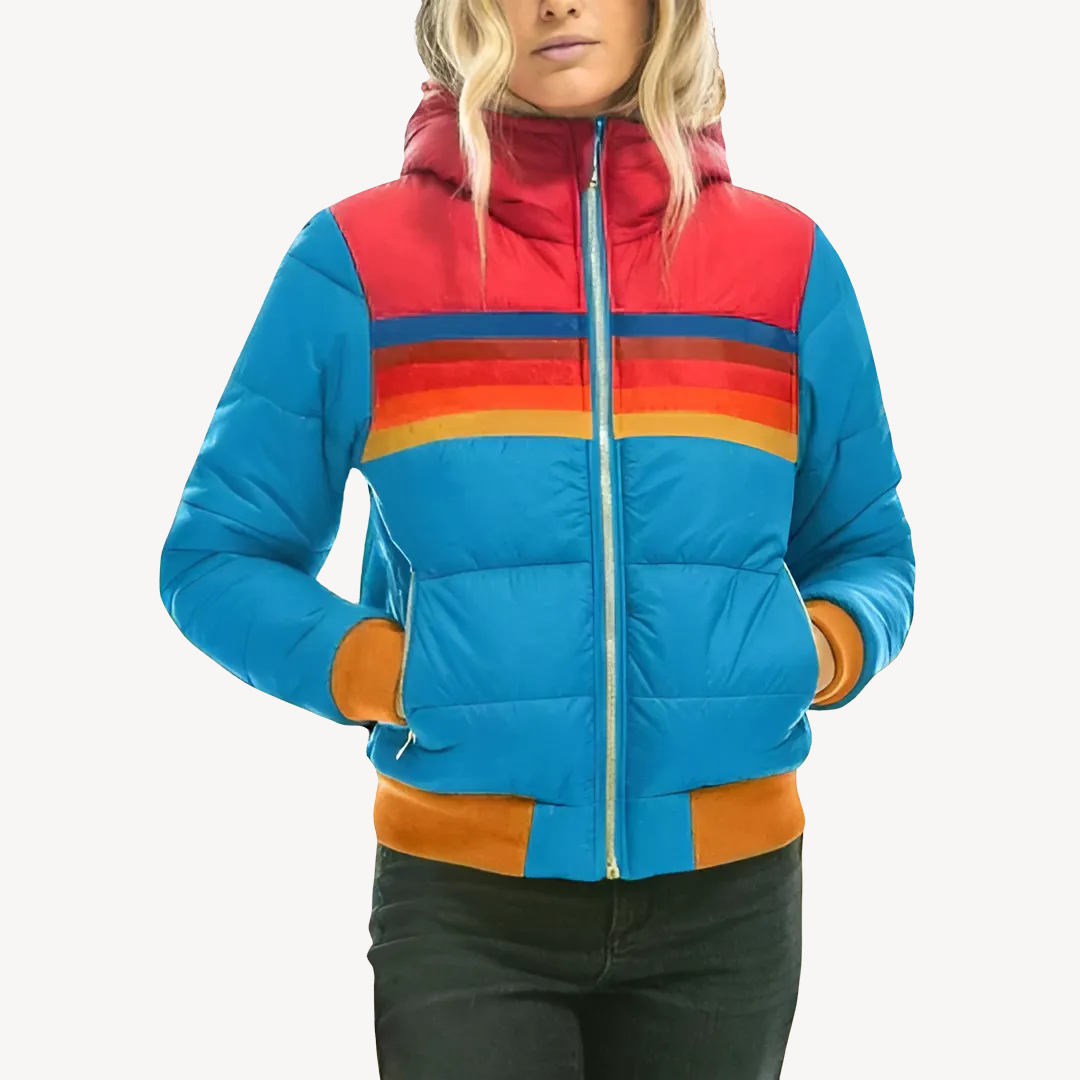 Women's Striped Puffer Jacket Winter