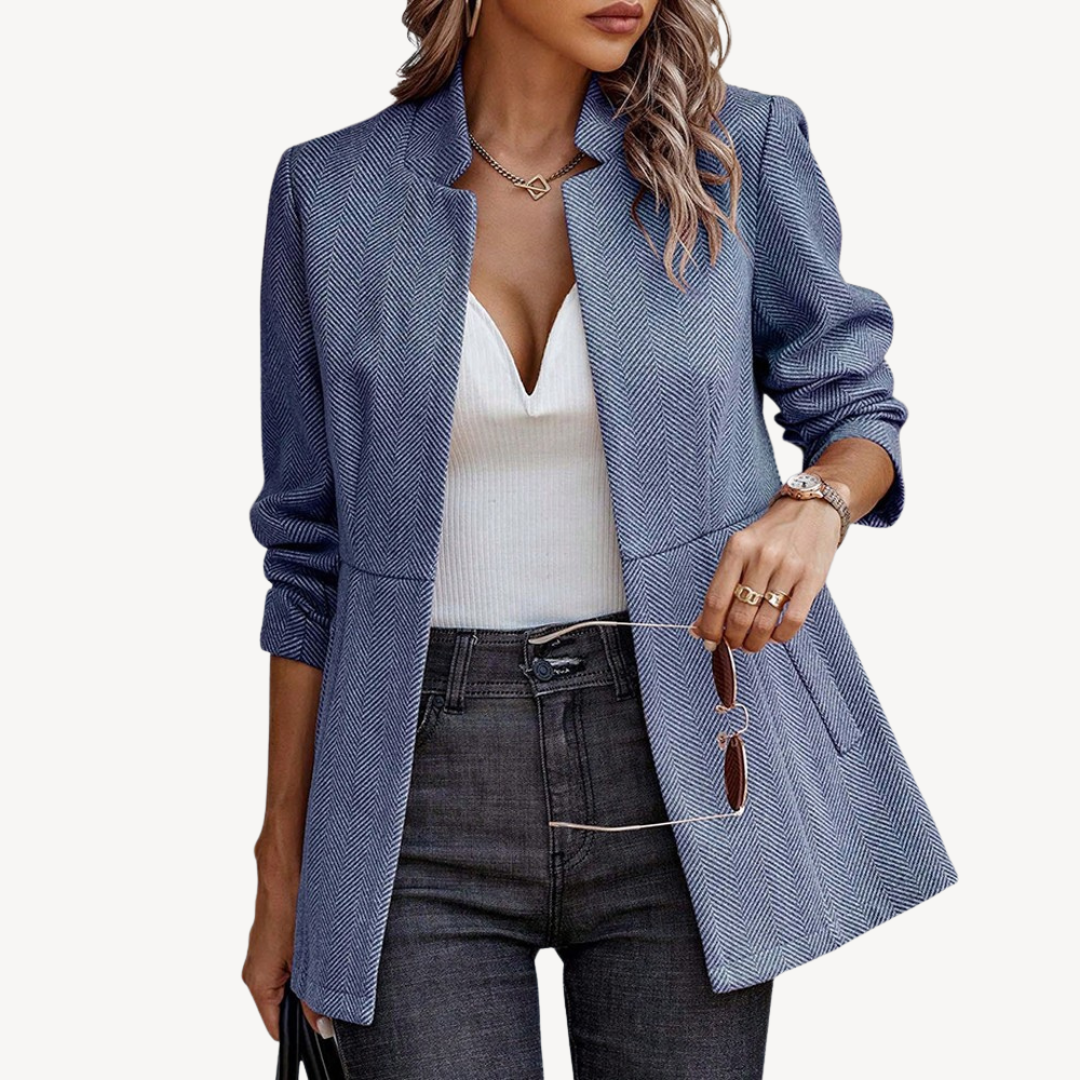 Stylish Women's Blazer Jacket Herringbone Pattern