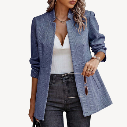 Stylish Women's Blazer Jacket Herringbone Pattern