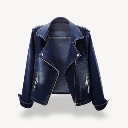 Women's Fashion Biker Jacket Denim Blue