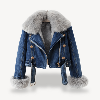 Stylish Women's Jacket | Faux Fur Lined Denim Jacket for Women