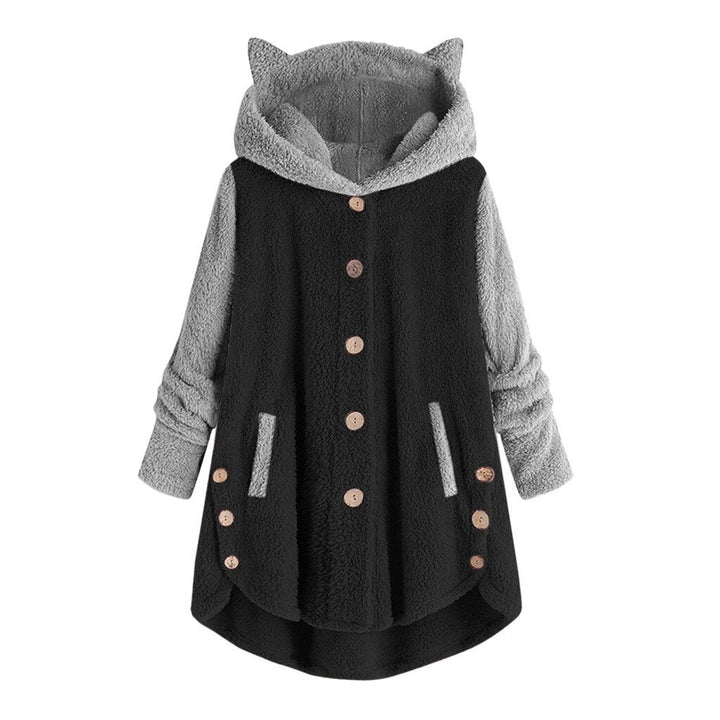 Damen Sweatshirt Katzenohren Kuschel Fleece - IdealeKleiden