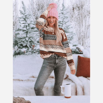 Boho Chic Patterned Sweater Soft Winter Warm