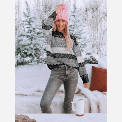 Boho Chic Patterned Sweater Soft Winter Warm