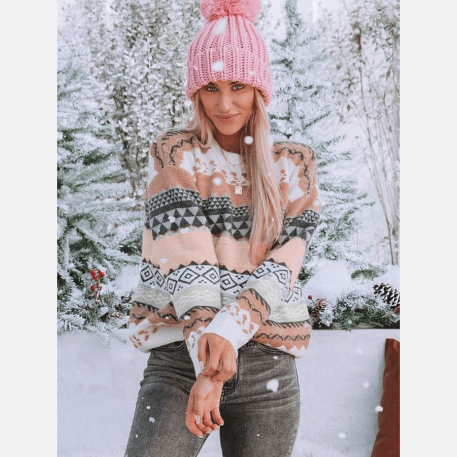 Boho Chic Patterned Sweater Soft Winter Warm