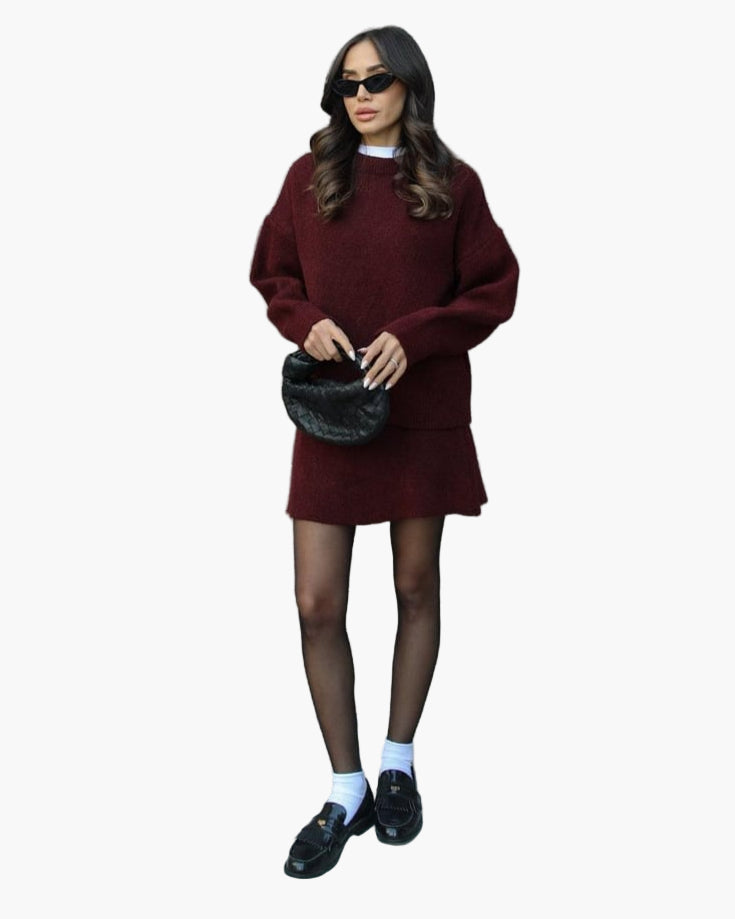 StrickOutfit Herbst Winter Modisch Elegant - IdealeKleiden