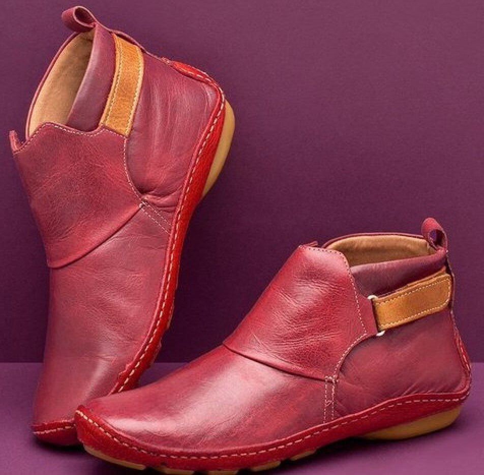Chic Ankle Boots Leather Velcro Comfortable
