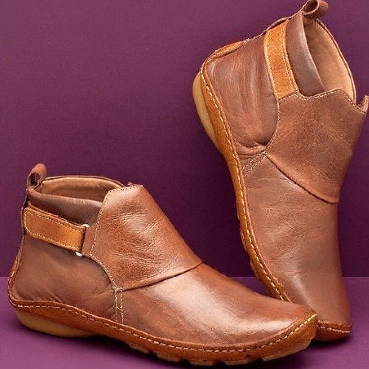 Chic Ankle Boots Leather Velcro Comfortable