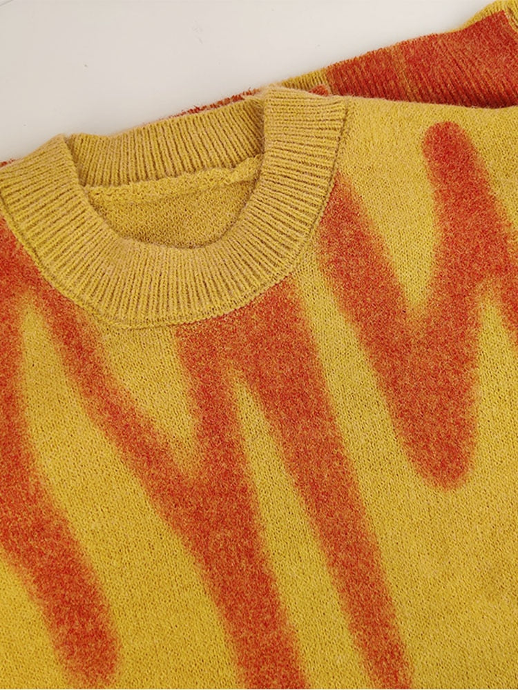 Women's Knitted Jumper Striped Design