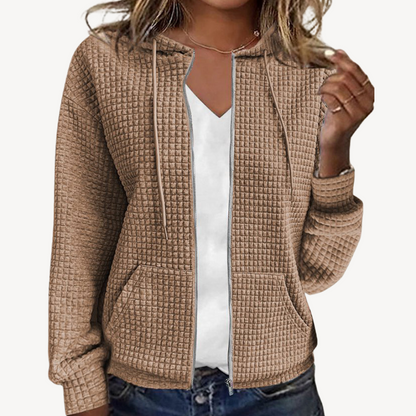 Women's Waffle Knit Zip-Up Hoodie