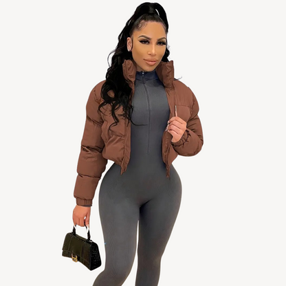 Women's Short Puffer Parka Jacket Zip