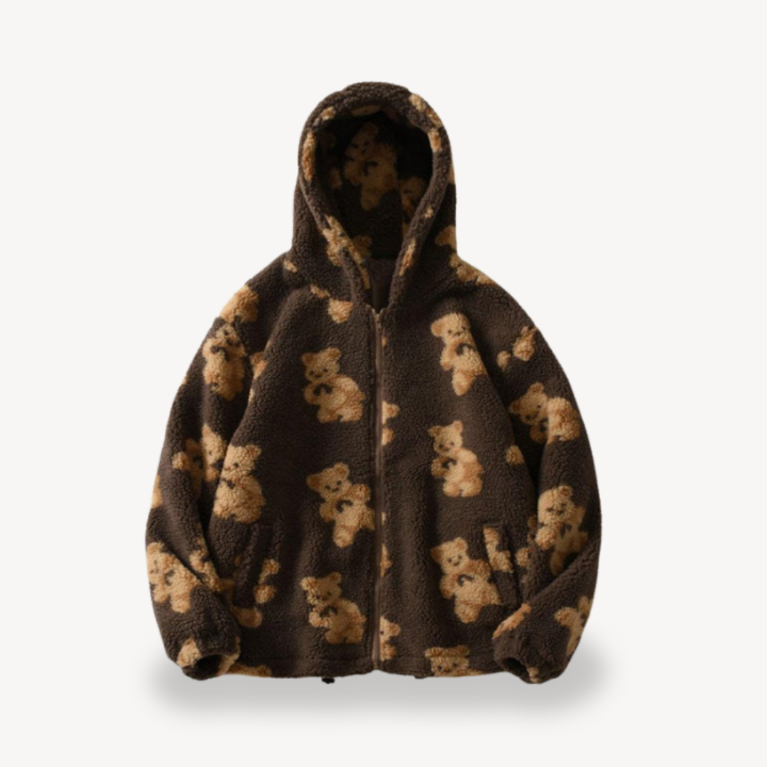Cozy women's hooded jacket Teddy pattern
