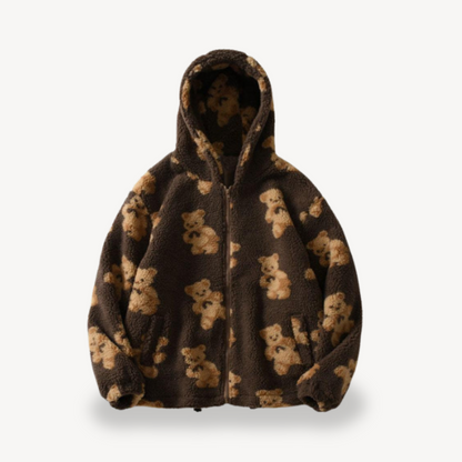 Cozy women's hooded jacket Teddy pattern