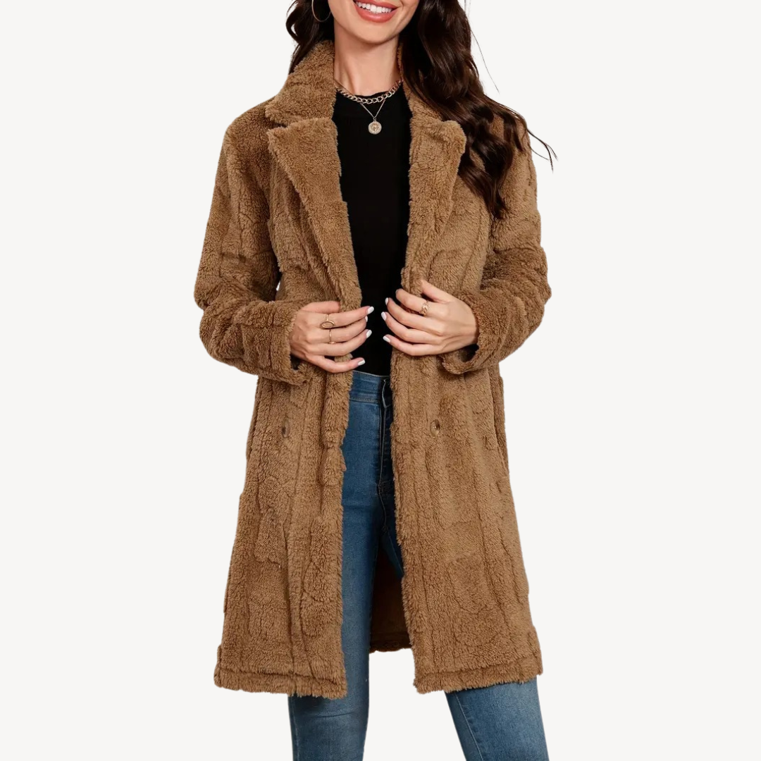 Women's Faux Fur Coat Double Breasted Elegant