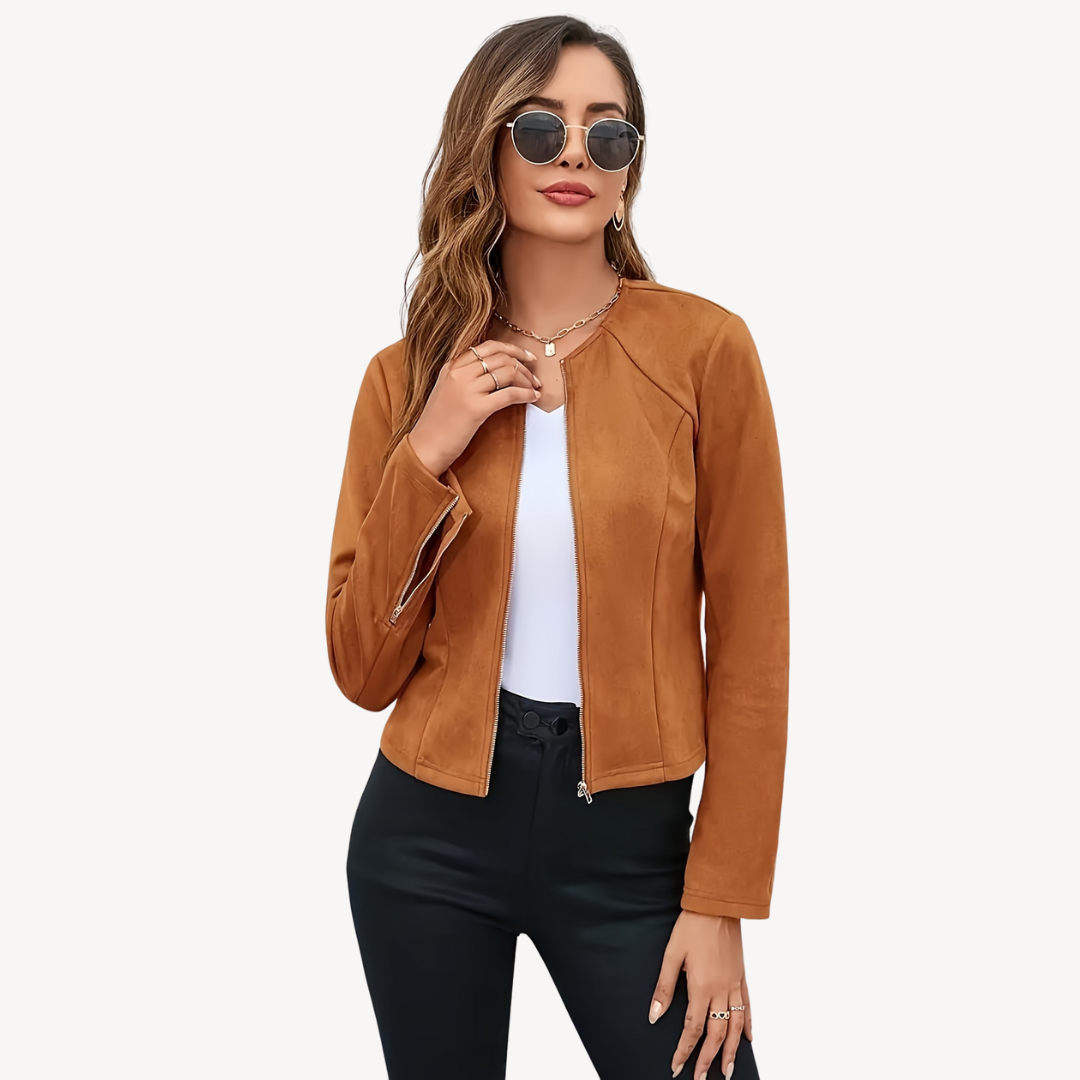 Women's Leather Jacket Zipper Biker Style