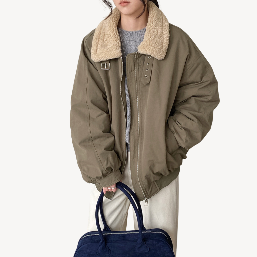 Women's Puffer Jacket Shearling Collar Warm