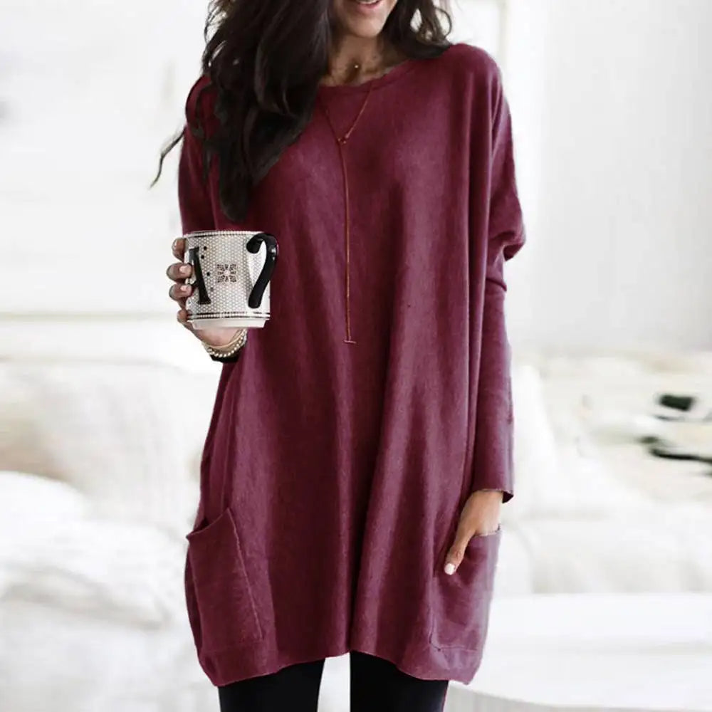 Oversized Pullover Long Sleeve Cotton Soft with Pockets